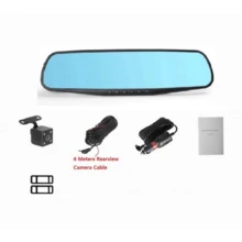 4.3 Inch Mirror Dash Cam, 1080P HD Dual Lens Dash Cam Backup Camera Parking Smart Rearview Mirror Camera (Without Memory Card) - Black - View 4