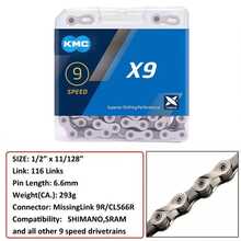 NetHong KMC 8/9/10 Speed Chain X8/X9/X10 Silver 116 Link Stretch-Proof MTB Bicycle Road Univesal~ - Silver - View 11