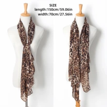 A Fashionable Leopard Print Soft Thin Women's Scarf Shawl Suitable For Daily Commuting Outerwear - Brown - View 3