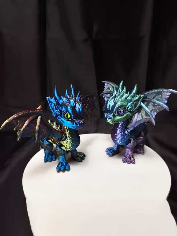 Dragón chino 3D impreso de 12" con articulaciones, de colores rosa intenso y morado, con detalles realistas de escamas y ojos aleatorios. Juguete coleccionable y figura de decoración para el hogar, ideal como regalo de Navidad y Halloween. Juguete dinámico y posicionable | Plástico impreso en 3D, regalo de decoración de dragón