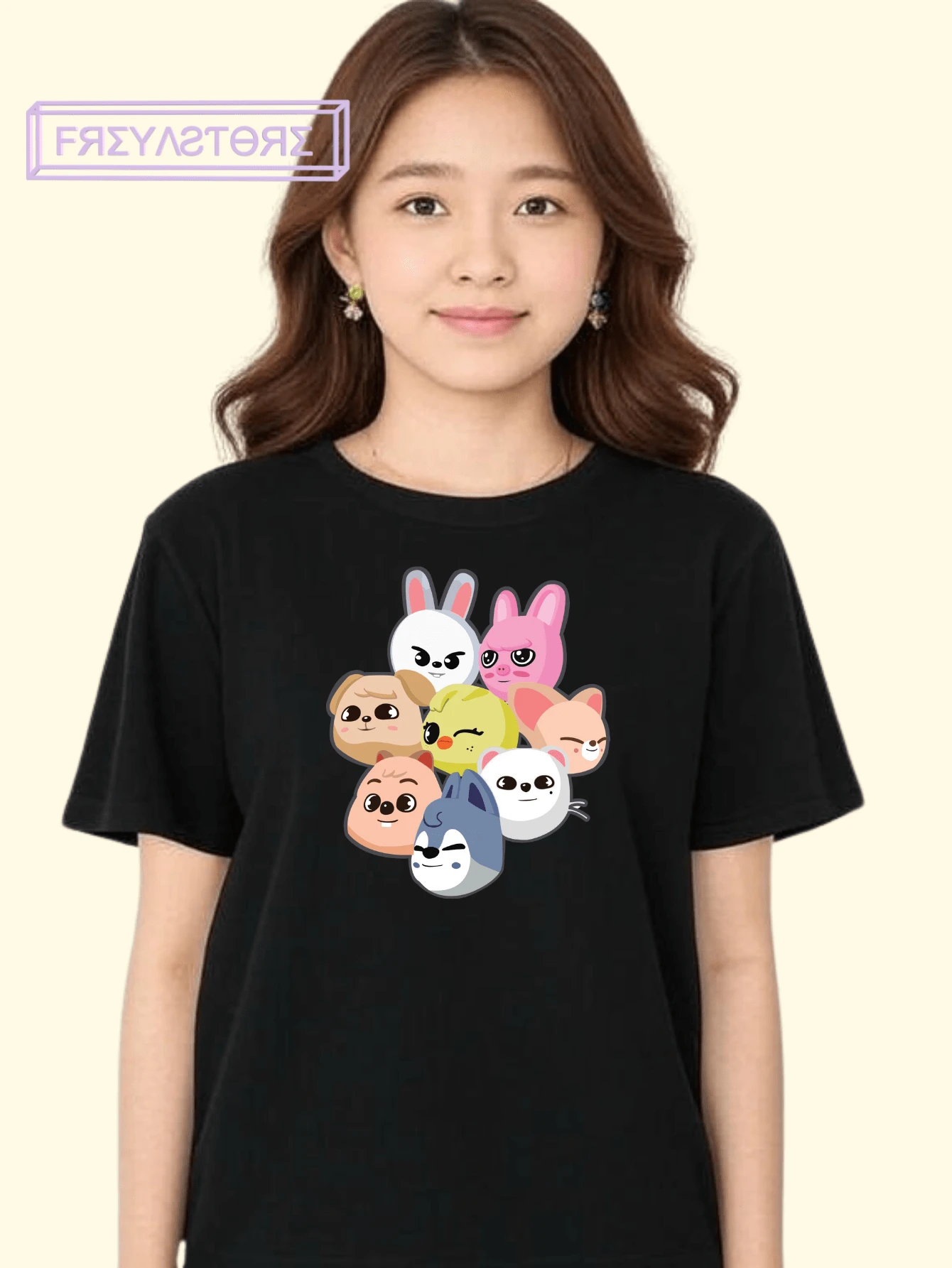 FREYA STORE PLAYERA TOP OSITOS KOREA CUTE CONCIERTOS Animal Dibujos animados Oso Casual Las mezclas de algodón JUVENIL Calle Escenario y concierto Vacaciones Deportivo Casa Fiesta de Cumpleaños Playa Noche de fiesta TODO EL AÑO - Negro - Ver 1
