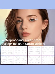 1 pièce Nouveau sticker de maquillage pour les yeux 3D holographique au laser, tatouage temporaire réaliste pour les yeux, look de maquillage décontracté, style européen et américain