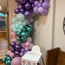 62PCS Metal Purple Green Latex Balloon Wreath Arch Kit Mermaid Theme, Wedding, Birthday Party Decoration