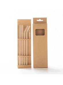 1 JUEGO Surtido de Pajitas de Vidrio Transparente, Pajitas de Vidrio Transparente Recalentables, Pajitas de Colores Creativas para Batidos, Cócteles y Bebidas - Resistentes al Calor y Saludables - Cepillo de Limpieza Incluido (Varias Combinaciones), Útiles Escolares