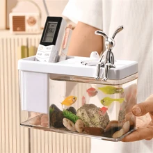 1 Stück multifunktionaler transparenter Schreibtischaquarium und Blumentopf - Doppelnutzung, geeignet für kleine Goldfische und Amphibien - Mini Kampffischbecken, Büro Schreibtisch Kleinfischbecken, Stifthalter Aufbewahrungsfischbecken - Schaffe eine andere Schreibtischlandschaft