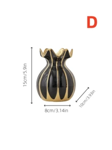 1 PIEZA Jarrón corto de cerámica con forma de vientre y boca ondulada, adecuado para arreglos florales de oficina, decoración de sala de estar, escritorio, estantería y entrada. Hermoso ornamento de jarrón, decoración de Halloween, decoración de otoño, decoración de habitación, jarrón de vidrio