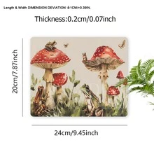Mushrooms & Frog Vintage Whimsical Woodland Mouse Pad, Cottagecore Nature Inspired Office Decor, Boho Forestcore Desk Mat, Gift For Students School Supplies, Back To School - Multicolor - View 9