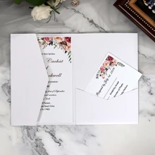 10 piezas Tarjetas de invitación perlada, tarjeta de felicitación con tercer doblez, sobres para RSVP, invitaciones de boda, tarjetas de papel dorado, para decoraciones y suministros de fiesta de boda, 15º cumpleaños, bautizo, despedida de soltera (rosa, dorado, burdeos, beige, blanco, azul marino)