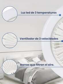 Ventilador Lámpara LED 30 Watts Alta Potencia e Iluminación Abanico con Socket con una Rotación de 360 Grados Multifuncional con 3 Tipos de Iluminación Luz Blanca Fría, Luz Neutra y Luz Cálida Control Remoto Aromaterapia Frescura Ideal para el Hogar