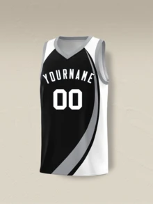 Custom Basketball Jersey Shirt - Add Your Name And Number - Team Uniform For Men And Youth - Black and White - View 2