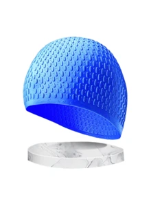 1pc Silicone Water Drop Swim Cap, Super Stretchy Waterproof Ear Protection Large Size Swim Cap, Fit For Long Hair, Oversized Bubble Swim Cap, Beach Essentials, Beach Accessories, Pool Float - Multicolor - View 13