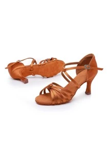 Women Black Heels Latin Dance Shoes,Women Summer Sandals Indoors,7.5cm Heels Dance Shoes ,Latin Dance Shoes Satin Professional Ballroom Parties Wedding Jazz Rumba Tango Salsa Practice Performance Dance Shoes Indoor Sandals