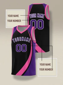 Camisetas de baloncesto personalizadas en negro y púrpura, con nombres de equipo y números personalizados, camisetas deportivas con estampado de transferencia de calor de colores brillantes, sudaderas deportivas para entrenamiento y fiestas