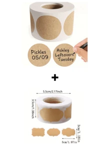 500 Pcs/Roll, Kraft Paper Label Stickers,Used For Gift Sealing Decoration, Item Classification Name Stickers (Multiple Styles To Choose From) - Multicolor - View 21