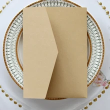 10 piezas Tarjetas de invitación perlada, tarjeta de felicitación con tercer doblez, sobres para RSVP, invitaciones de boda, tarjetas de papel dorado, para decoraciones y suministros de fiesta de boda, 15º cumpleaños, bautizo, despedida de soltera (rosa, dorado, burdeos, beige, blanco, azul marino)