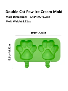 Cat Paw Shaped Ice Lolly Mould With Cover, DIY Ice Cream Maker, Pet Footprint Style Silicone Ice Cube Tray, Creative Freezer Box, Stackable Storage (Cold-Resistant & Easy Release)