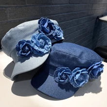 1pc Cowboy Rose Flower Navy Hat/Newsboy Hat, Retro Holiday Style, Eye-Catching And Versatile, A Must-Have For Going Out, Parties, Dates, Multiple Colors Available