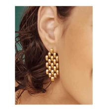 1pc Versatile Earrings, 18k Gold Stainless Steel Elegant Fashion Geometric Shape Hypoallergenic Earrings For Women
