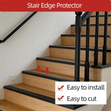 1 pezzo di 1m/3,3ft di battiscopa in gomma per scale, protezione antiscivolo autoadesiva per bordi gradini, coprinaso adesivo per scale interne ed esterne