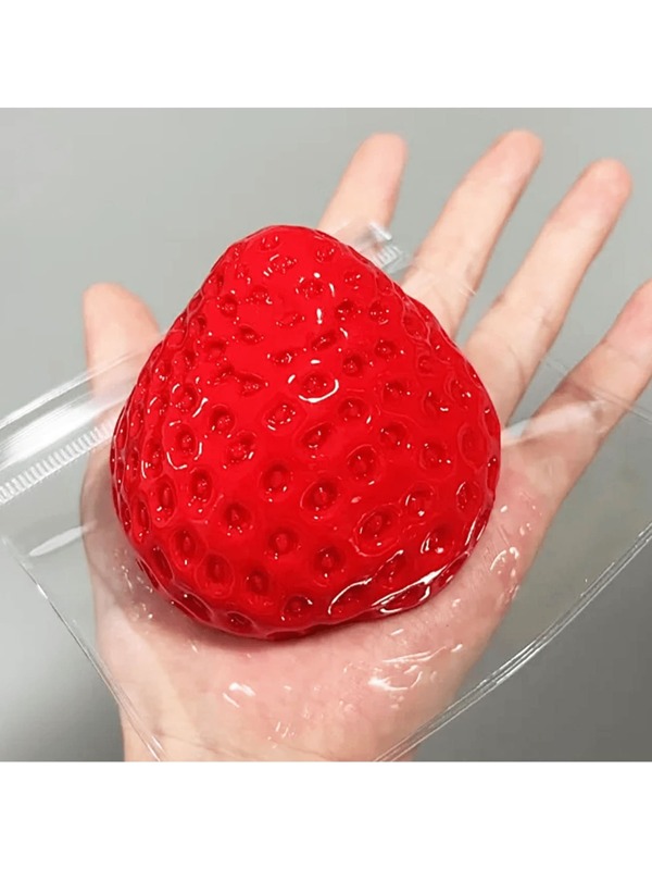 High-Quality Glossy Giant Strawberry Squishie, Silicone-Like Texture Squeeze Stress Relief Toy