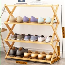 Nordic Style Bamboo Shoe Rack & Plant Stand, 2/3/4-Tier X-Shaped Frame Design,Ideal For Balcony/Living Room/Dorm/Entryway | Moisture-Resistant Home Storage Shelf | Space-Saving Corner Shelf,Space-Saving Multi-Functional