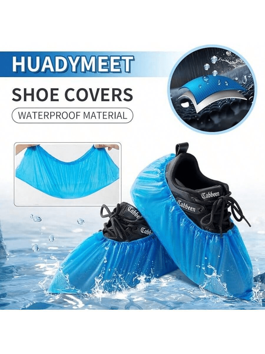 100 Pieces Of 13.8 * 7-Inch Blue Disposable Shoe Cover PE Foot Cover Film, Keeping The Floor Clean. Home Waterproof, Wear-Resistant, Anti Slip Shoe Cover Sorting And Storage, Suitable For Home, Office, School, Footwear And Boot Accessories