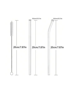 1 JUEGO Surtido de Pajitas de Vidrio Transparente, Pajitas de Vidrio Transparente Recalentables, Pajitas de Colores Creativas para Batidos, Cócteles y Bebidas - Resistentes al Calor y Saludables - Cepillo de Limpieza Incluido (Varias Combinaciones), Útiles Escolares