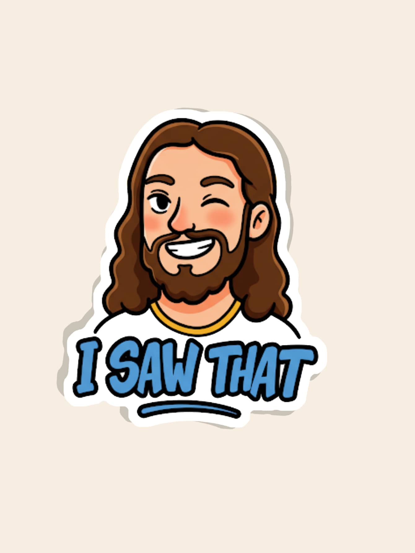 1pc Jesus"I Saw That" Funny Sticker - Vinyl Sticker Waterproof And Scratch Resistant - Funny Meme Decals For Laptops & Water Bottles Etc. - Multicolor - View 1