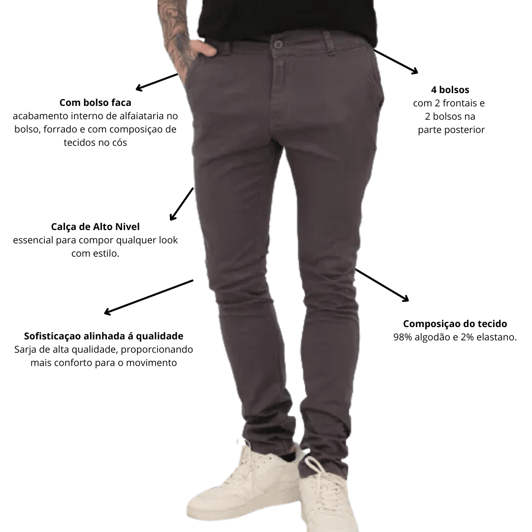 Calça SportFino Masculina Bolso Faca