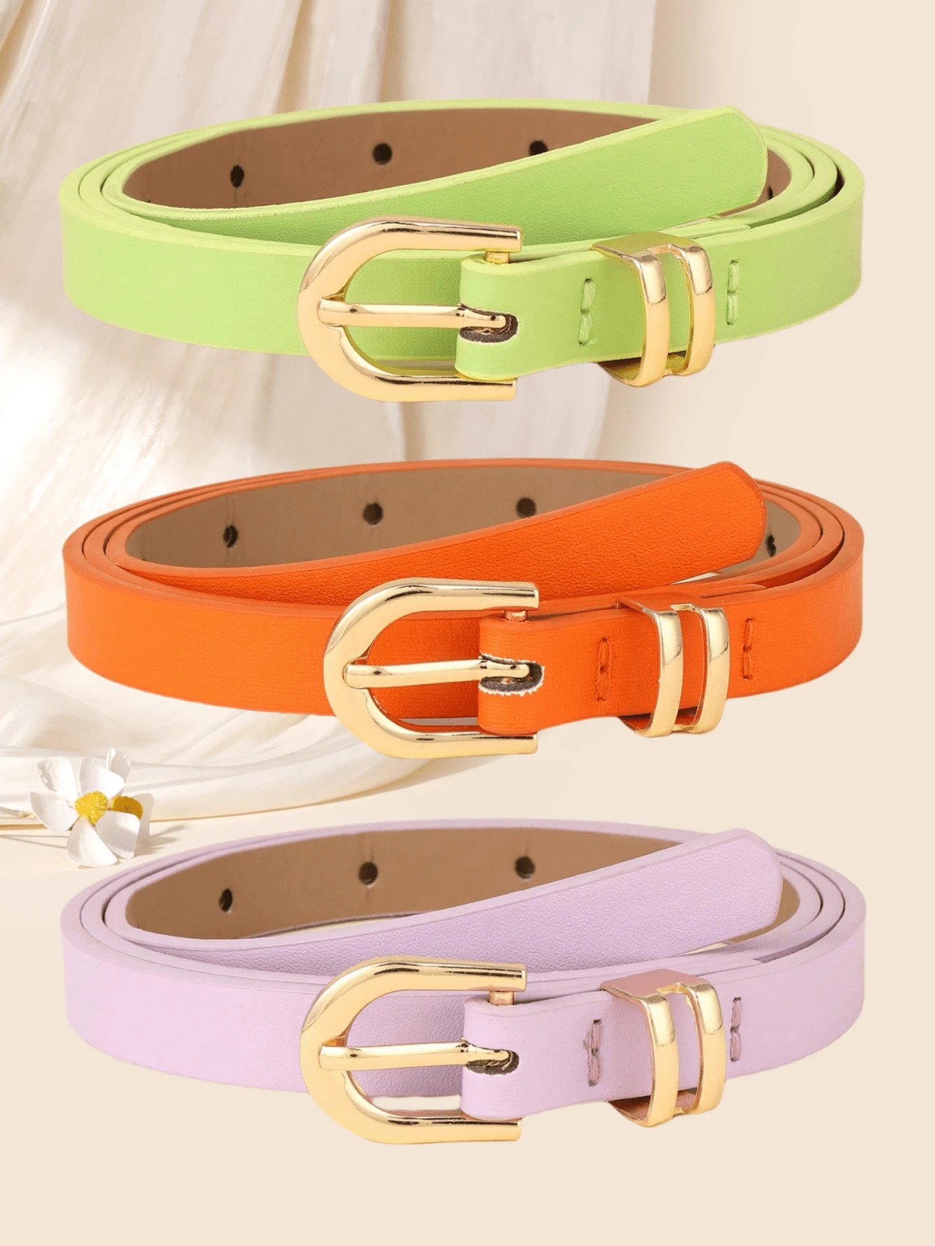 3 件 U 型扣女士复古优雅皮带，简约时尚百搭装饰豹纹腰带，夏季、学校秋季、秋季、万圣节