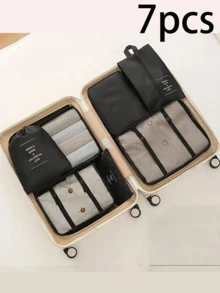 10件/1套大容量旅行收納套裝：輕量旅行化妝包、可折疊行李收納袋、壓縮收納袋、洗漱包、多功能化妝包、可愛手提包錢包小包、便攜式化妝刷架，附拉鍊封口，適用於口紅、刷具、護膚品、手機、硬幣、小物品，適合假期、居家、旅行、度假和學校使用，化妝包、護膚包、盥洗包、禮盒、必備旅行收納、臥室裝飾、返校季 - 灰色 - 查看 29