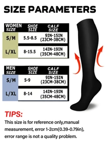 6 Pairs Unisex Compression Sports Socks - Lightweight Knee-High Breathable Design For Running, Cycling, Hiking, Soccer & Travel - Low Pressure Support