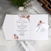 10 piezas Tarjetas de invitación perlada, tarjeta de felicitación con tercer doblez, sobres para RSVP, invitaciones de boda, tarjetas de papel dorado, para decoraciones y suministros de fiesta de boda, 15º cumpleaños, bautizo, despedida de soltera (rosa, dorado, burdeos, beige, blanco, azul marino)