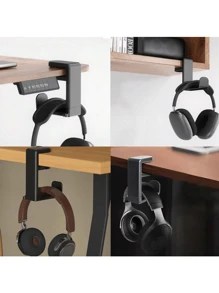 Multifunctional Hook, No Drill Required Hook, 360 Degree Rotatable Headphone Holder - Headphone Stand, Adjustable Clamp Headphone Hanger Under Desk, With Cable Clip (Max Weight 2.2lbs)