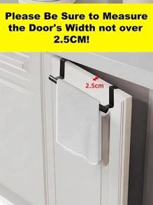 1pc Black Single Bar Towel Rack, Cabinet Back Style Hanger, Stainless Steel Towel Rod, Bathroom Door Hanging Towel Rack, Bathroom Accessories, Punch-Free Cabinet Door Hanging Rag Hanger, Cabinet Door Back Towel Single Rod, No Drill Towel Pole