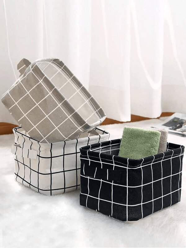 2 peças/1 peça Cesta de Armazenamento de Linho Dobrável, Organizador de Grande Capacidade, Armazenamento Multiuso para Mesa, Armários, Roupas, Brinquedos, Uso Doméstico, Dormitório, Cozinha, Banheiro, Quarto, Sala de Estar