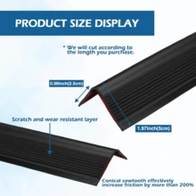 1 pezzo di 1m/3,3ft di battiscopa in gomma per scale, protezione antiscivolo autoadesiva per bordi gradini, coprinaso adesivo per scale interne ed esterne
