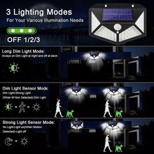 NetHong 4 Pack 100 LED Solar Powered Wall Light PIR Motion Sensor Outdoor Security Lamp