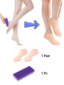 1 Pair Silicone Moisturizing Relief Socks, 1pair High Elastic Absorption Pressure Socks, Reusable Aloe Socks, Overnight SPA Sock, Anti-Slip Gel Heel Socks For Women Men Dry Skin Dry Feet Rough Skin, Home Foot Care, Use With Your Favorite Lotions, And Creams, Foot Scrubber, Feet Scrub, Gift For My Mother, Mother's Day, Travel Accessories, Socks Women, Callus Remover