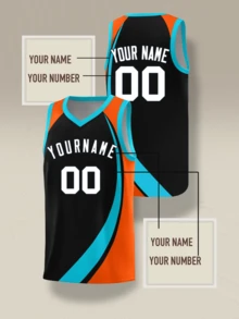 Personalize Your Own Team Basketball Jersey With Your Custom Name And Number For Men Women Youth - Black - View 1