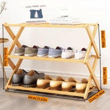Nordic Style Bamboo Shoe Rack & Plant Stand, 2/3/4-Tier X-Shaped Frame Design,Ideal For Balcony/Living Room/Dorm/Entryway | Moisture-Resistant Home Storage Shelf | Space-Saving Corner Shelf,Space-Saving Multi-Functional