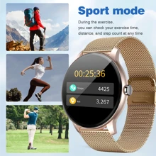 NOUVEAU 2025 Montre connectée ronde tactile de 1,3 pouces unisexe, prend en charge les appels, le suivi des pas, plusieurs modes sport, alertes de notification, compatible avec les téléphones Android/iOS