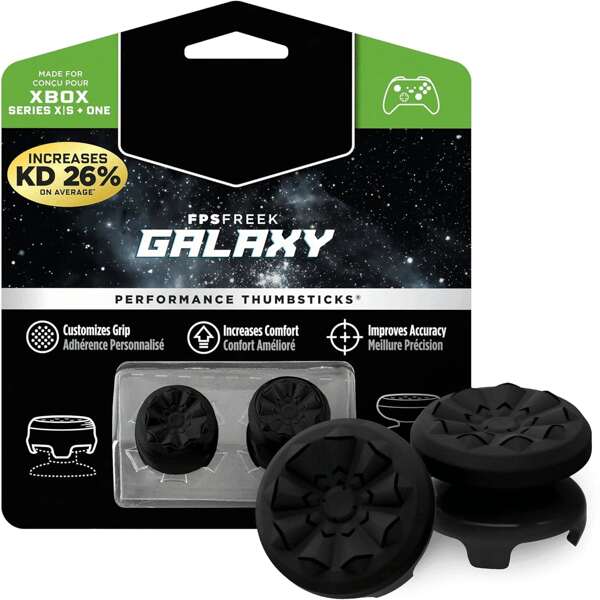 Suitable For P4/5, High-Performance Joystick, 1 Tall Stick, 1 Medium Stick, Black Sleeve Silicone Controller Handle, FPS Freek Galaxy Black.