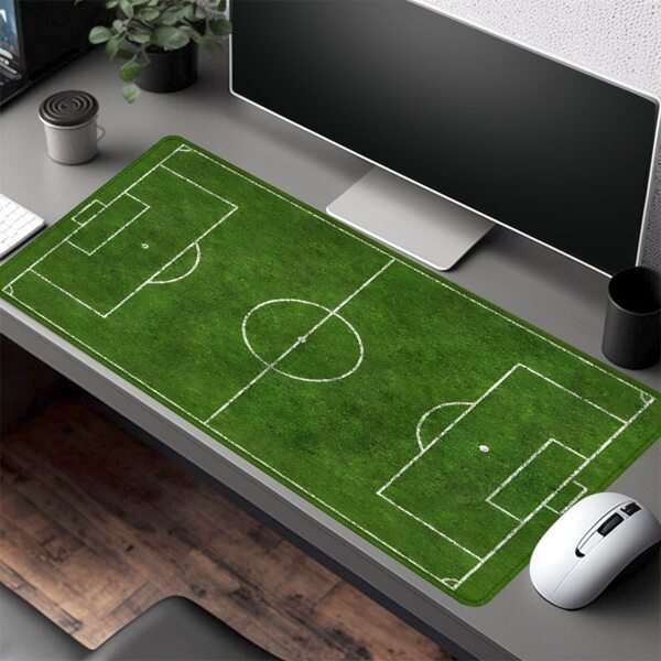 1 pieza Alfombrilla de ratón con diseño de campo de fútbol verde, vista superior, extendida de goma para computadora, juegos, oficina, teclado, accesorios de juego, útiles escolares, de vuelta a la escuela