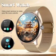 NOUVEAU 2025 Montre connectée ronde tactile de 1,3 pouces unisexe, prend en charge les appels, le suivi des pas, plusieurs modes sport, alertes de notification, compatible avec les téléphones Android/iOS