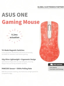 ASUS G ONE Tri-Mode Gaming Mouse (Mochi Pink) - Pink - View 1