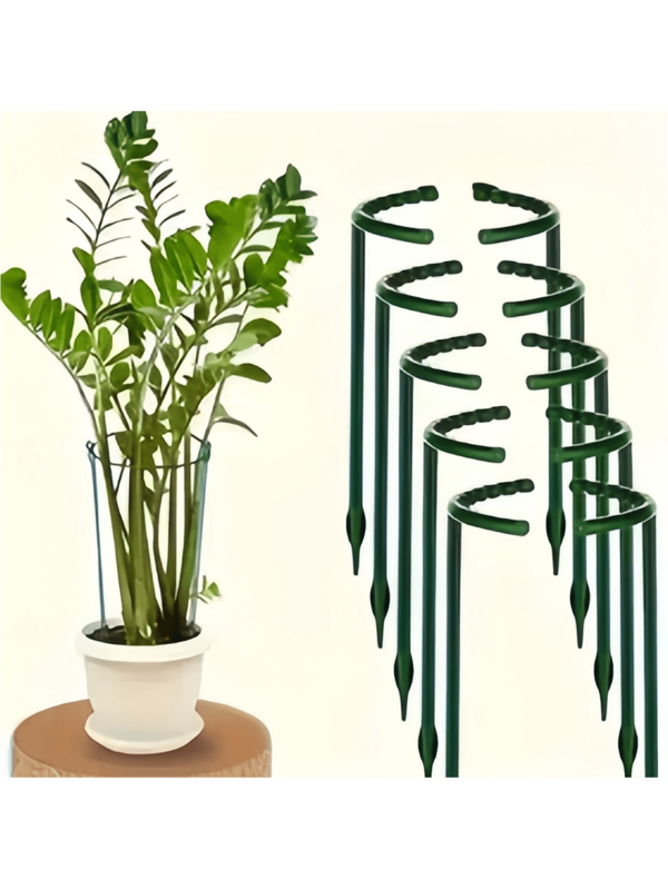 Adjustable Green Plastic Plant Trellis And Cage - Suitable For Indoor And Outdoor Climbing Flowers And Plants, Flexible Semi-Circular Design With Fixed Height Capability, Tomato Cage | Modern Garden Decor | Durable Plastic