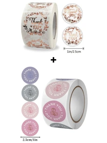 Rollo de 500 pegatinas con flores y texto 'Gracias' - Ideal para regalos de Acción de Gracias y decoración de tarjetas