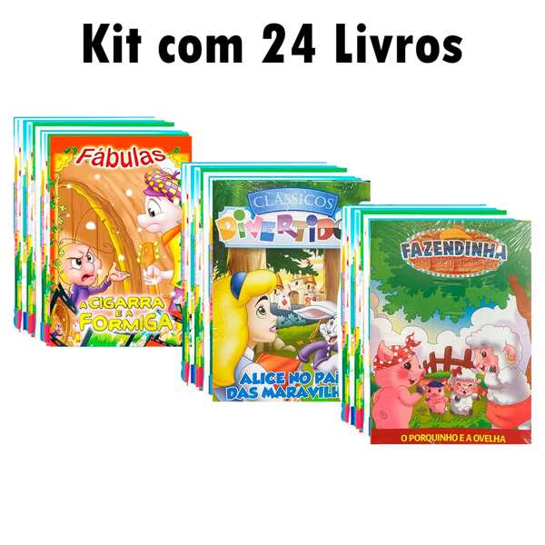 Kit c/ 24 livrinhos para crianças - Histórias Infantis
