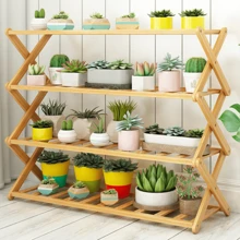 Nordic Style Bamboo Shoe Rack & Plant Stand, 2/3/4-Tier X-Shaped Frame Design,Ideal For Balcony/Living Room/Dorm/Entryway | Moisture-Resistant Home Storage Shelf | Space-Saving Corner Shelf,Space-Saving Multi-Functional